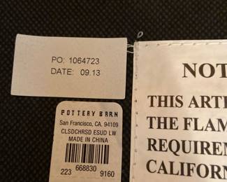 Pottery Barn label