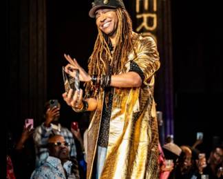 Ty HUNTER Stylist to the Stars rocking Gold Croc Embossed Leather Trench FGM BESPOKE