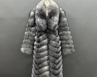 Silver Fox full length coat by FGM BESPOKE FURS. 