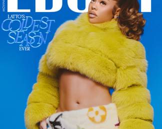Latto wearing yellow mink crop top cut by FGM BESPOKE. 