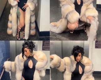 Cardi B wearing FGM BESPOKE full length FOX!