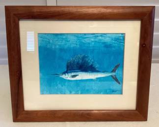 MFS082 Koa Framed Picture Of A Sword Fish