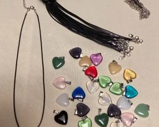 MFS058 Twenty-Five Heart Pendants On Cord Necklaces New