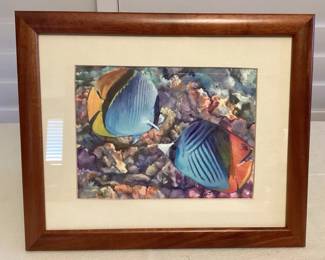 MFS084 Koa Framed Picture Of Beautiful Reef Fish