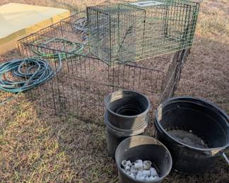 Various size kennels and cages for livestock