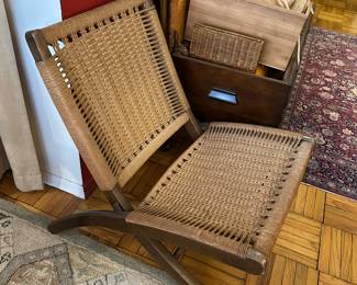 MCM folding rope lounge chair Hans Wegners style (pair)