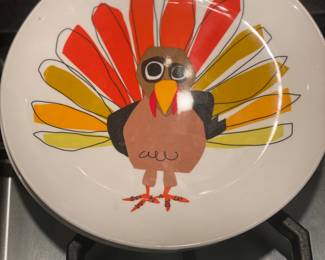Four melamine child's Thanksgiving plates