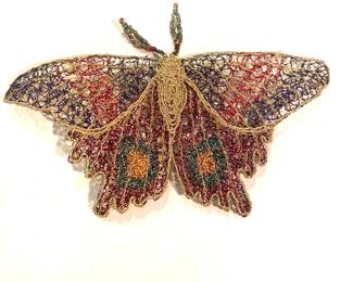Hand-made beaded butterfly brooch