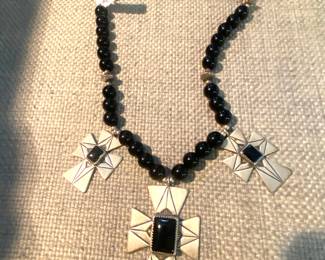 Sterling silver/onyx Navajo necklace