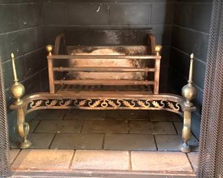 Antique brass fireplace insert