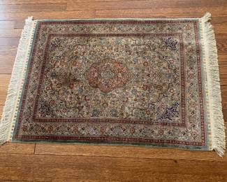 Handmade signed silk rug