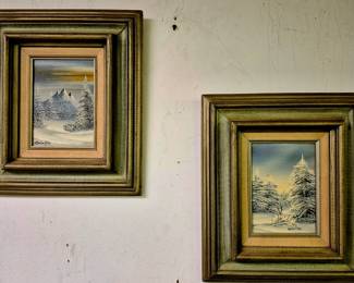 Framed oils. Barrister signed oil winter scenes