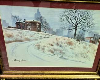 Area collectibles. Frederic James watercolor of "Quality Hill" neighborhood of Kansas City, MO