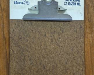 St. Joseph collectibles. "Dale Alley Co." clipboard