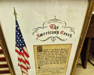 Framed "The American Creed" by William Tyler Page. Actual American Flag framed inside of the picture-very cool!!