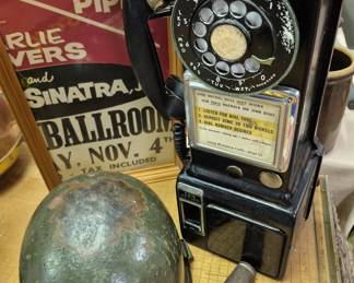 Vintage Automatic Electric Co. 3 coin rotary pay phone. Phone has been retrofitted to work as land line!!