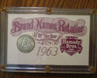 Hamady Bros "Retailer of the Year Plaque" Kennedy Silver Half Dollar  