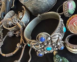 Lapis and turquoise sterling cuffs