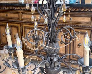 All wrought iron, with beads. Crystal, etc.. 