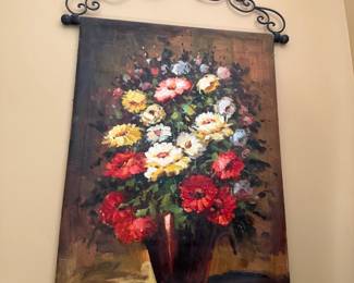 Wall oil painting on wrought iron