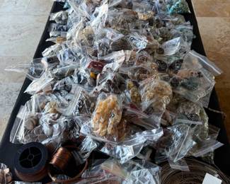 This table LOADED with 14kt gold filled, sterling and copper findings, Jump rings. Fasteners. Toggles, etc.