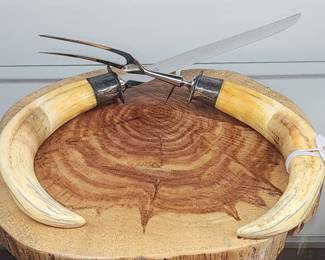 African Warthog Tusk Carving Set