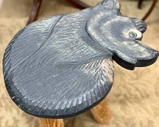 Handcrafted black bear stool