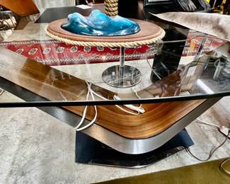 Large Modern glass-top desk