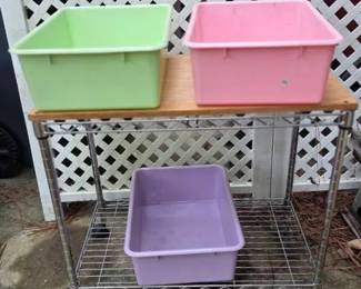 2 Tier Metal Cart With Bins