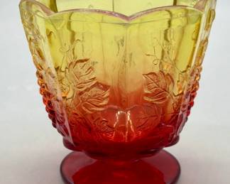 Vintage Jeanette Amberina Footed Candy Dish
