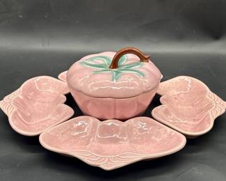 Lidded Strawberry Dish w/ 4-Surrounding Bowls