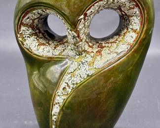 Ceramic Jade-Look Big Eyed Owl Figurine