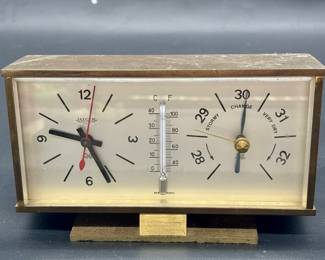 Mid Century Electric Clock w/ Temperature & Humidi