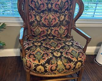 Wood Accent Chair with Cain and Cushions