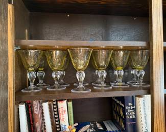 Hand blown glass bubble goblets