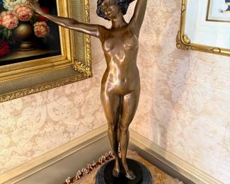 Bronze Nude Statue with marble base