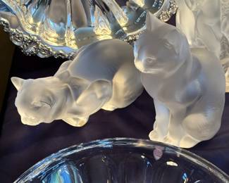 Vintage Lalique Crystal Cats