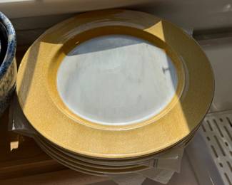 Spode Yellow and White Dinner Plates