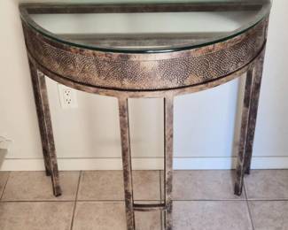 20 OrnateHalfMoonGlassTopEntryTable