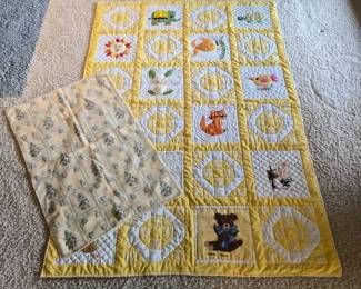 144 VintageYellowBabyQuiltKnittedBlanket