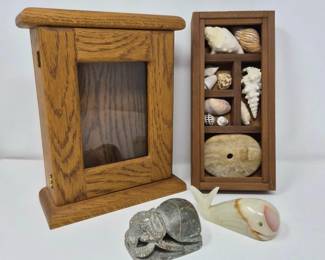 117 ShadowboxofNaturalTreasuresShellAlabasterSoapstone