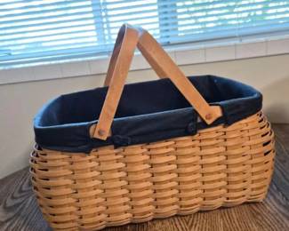 39 LargeLongabergerBasketBlackCottonLiner