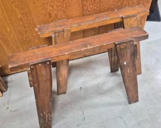81 VintageHandmadeWoodSawhorsesPair