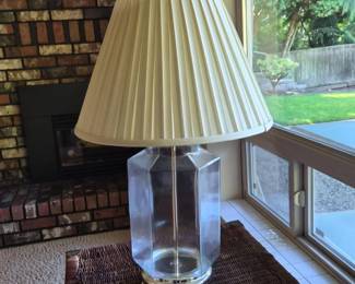 123 VintageGlowHexagonClearGlassBrassTableLampWorks
