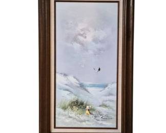 37 SereneBeachSceneOilonCanvasSigned