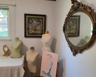 Mannequins, fashion drawings by 'Eugene' of Colorado Springs, Thailand fabric picture