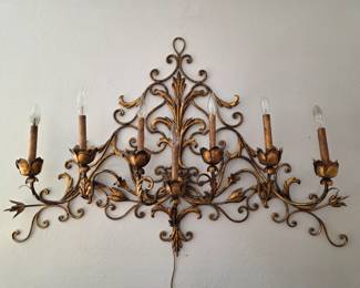 Pallido, Italy c. 1960 (7) light gilt metal sconce