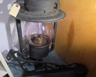 1886 street light in complete, original condition. Globe has turned purple