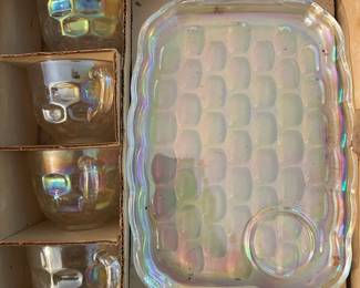 opal shimmer dishes with coffee cups