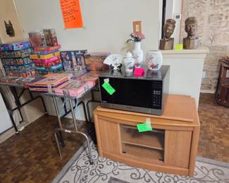 TV stand
Microwave Oven
Japanese China display set
Some of the games and puzzles